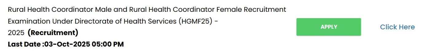 CG Vyapam Rural Health Coordinator Male and Rural Health Coordinator Female